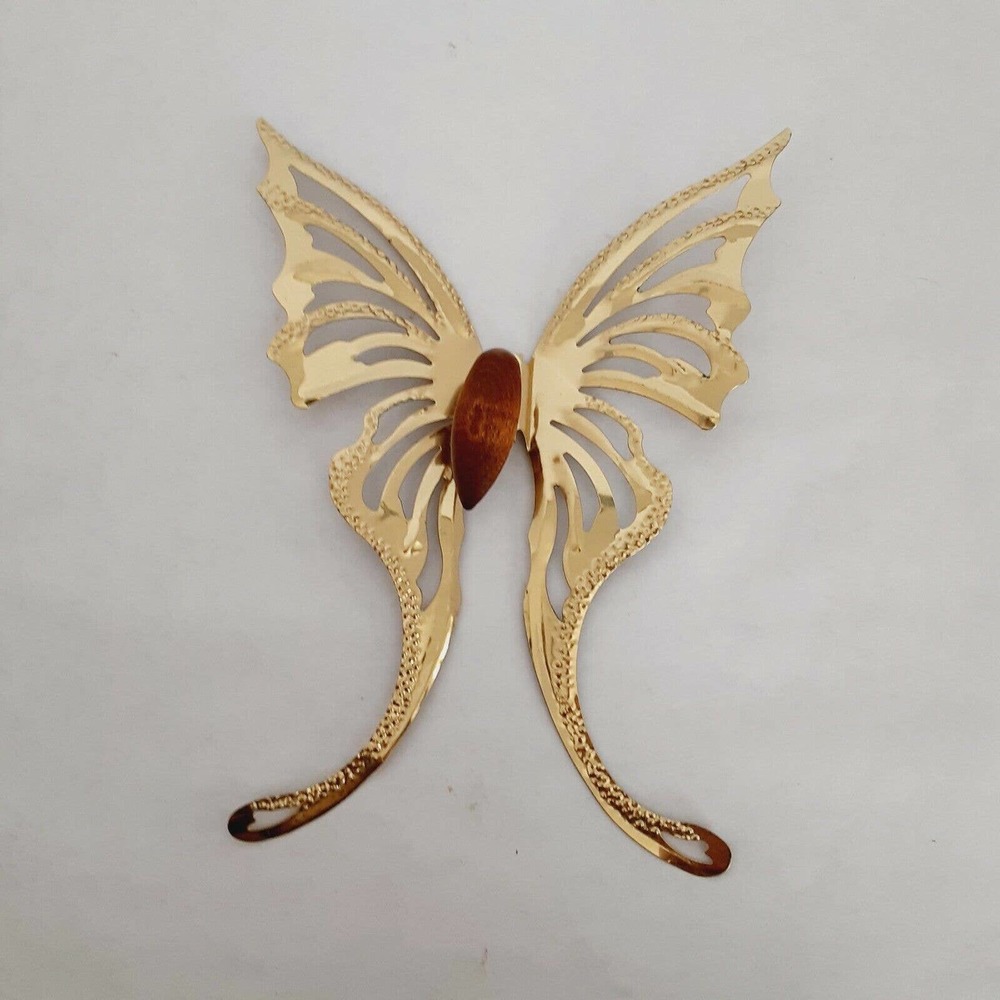 Vintage Brass Tin Butterflies Set Of 3 Malleable Romantic Whimsy - Picture 4 of 6